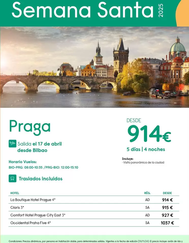 Oferta de Praga - Semana Santa 2p75 por 914€ en Travelplan