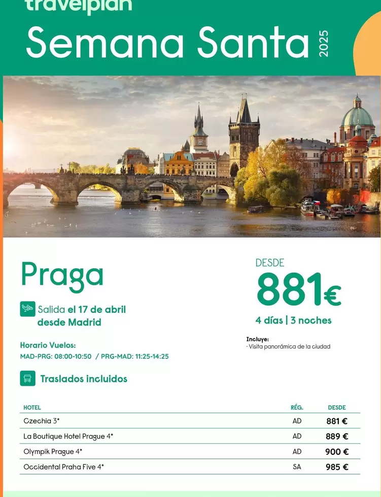 Oferta de Praga - Semana Santa 701 por 881€ en Travelplan