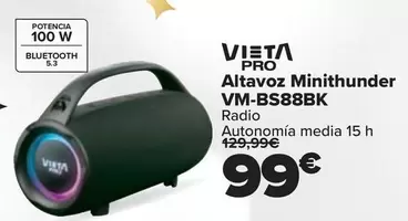 Oferta de Vieta - Altavoz Minithunder VM-BS88BK por 99€ en Carrefour