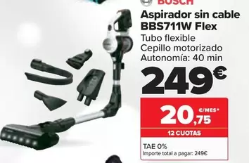 Oferta de Bosch - Aspirador Sin Cable BBS711W Flex por 249€ en Carrefour