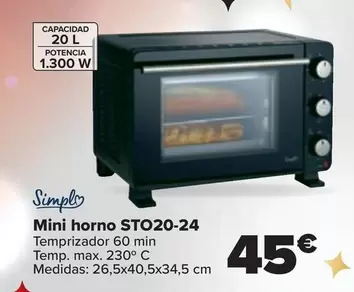 Oferta de Simply - Mini Horno STO20-24 por 45€ en Carrefour