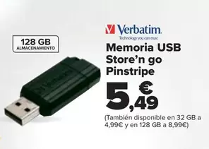 Oferta de Memoria Usb  Store'n Go Pinstripe por 5,49€ en Carrefour