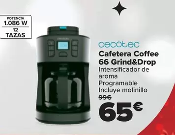 Oferta de Cecotec - Cafetera Coffee  66 Grind&Drop por 65€ en Carrefour