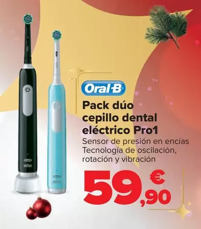 Oferta de Oral B - Pack Duo Cepillo Dental Electrico Pro1 por 59,9€ en Carrefour