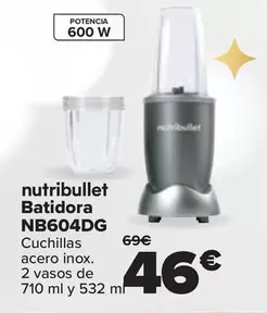 Oferta de Nutribullet - Batidora NB604DG por 46€ en Carrefour