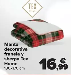 Oferta de Tex Home - Manta Decorativa Franela Y Sherpa  por 16,99€ en Carrefour