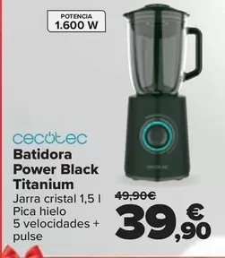 Oferta de Cecotec - Batidora Power Black Titanium por 39,9€ en Carrefour