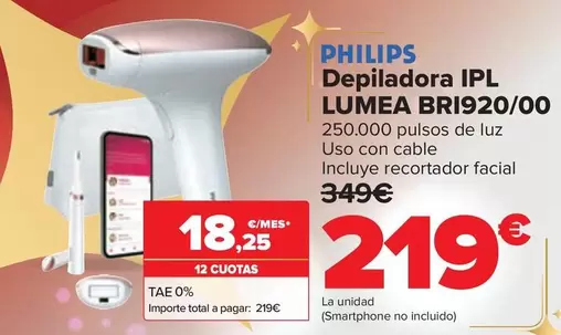 Oferta de Philips - Depiladora IPL Lumea BRI920/00 por 219€ en Carrefour