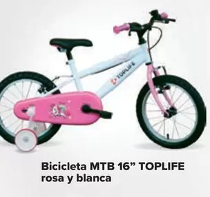 Oferta de Toplife  - Bicicleta Mtb 16"  Rosa Y Blanca por 119€ en Carrefour