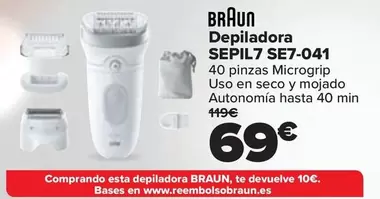 Oferta de Braun - Depiladora Sepil7 SE7-041 por 69€ en Carrefour