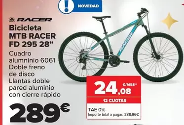 Oferta de Racer - Bicicleta Mtb  Fd 295 28" por 289€ en Carrefour