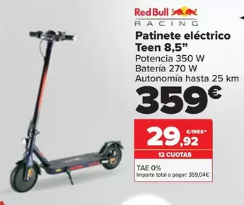 Oferta de Red Bull - Patinete Eléctrico Teen 8.5" por 359€ en Carrefour