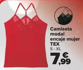 Oferta de Tex - Camiseta Modal  Encaje Mujer  por 7,99€ en Carrefour