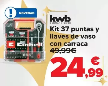 Oferta de Kwb - Kit 37 Puntas Y Llaves De Vaso Con Carraca por 24,99€ en Carrefour