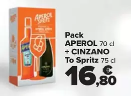 Oferta de Aperol + Cinzano - Pack To Spritz por 16,8€ en Carrefour