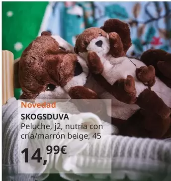 Oferta de Skogsduva - Peluche, J2, Nutria Con Cría/Marrón Beige por 14,99€ en IKEA