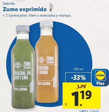 Oferta de Solevita - Zumo Exprimido por 1,19€ en Lidl