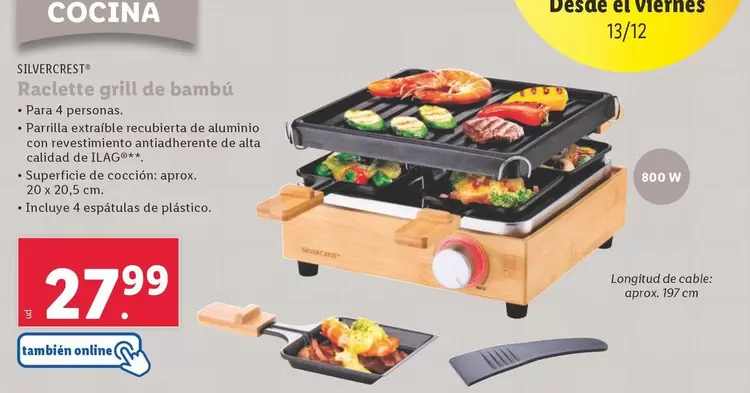 Oferta de SilverCrest - Raclette Grill De Bambú por 27,99€ en Lidl