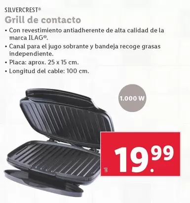 Oferta de SilverCrest - Grill De Contacto por 19,99€ en Lidl