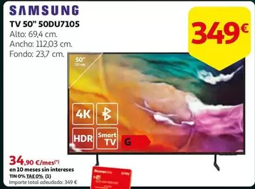 Oferta de Samsung - TV 50" 50DU7105 por 349€ en Alcampo