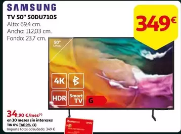 Oferta de Samsung - TV 50" 50DU7105 por 349€ en Alcampo