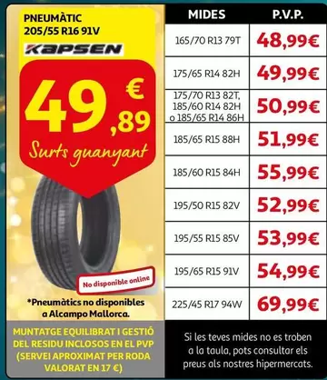 Oferta de Alcampo - PNEUMATIC 205/55 R16 91V por 49,99€ en Alcampo