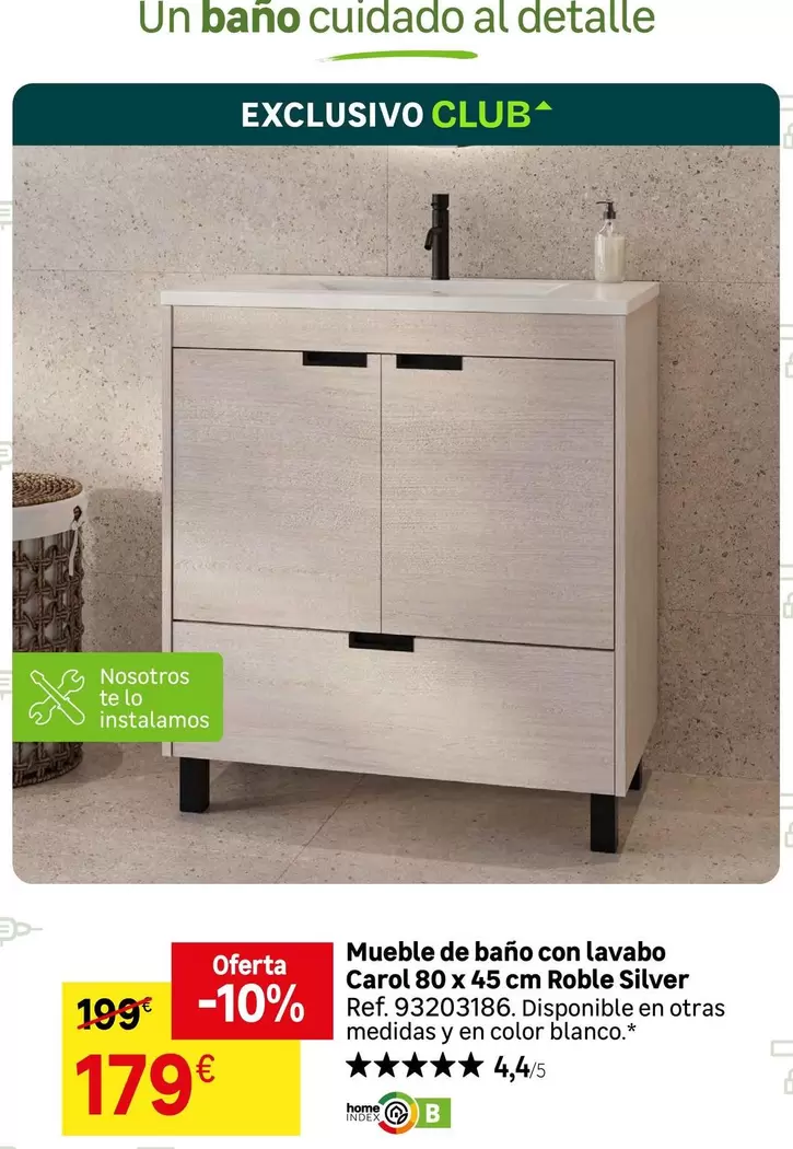 Oferta de Silver - Mueble De Baño Con Lavabo Carol 8ox 45cm Roble Silver por 179€ en Leroy Merlin