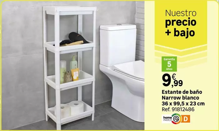 Oferta de Estante De Baño Narrow Blanco por 9,99€ en Leroy Merlin