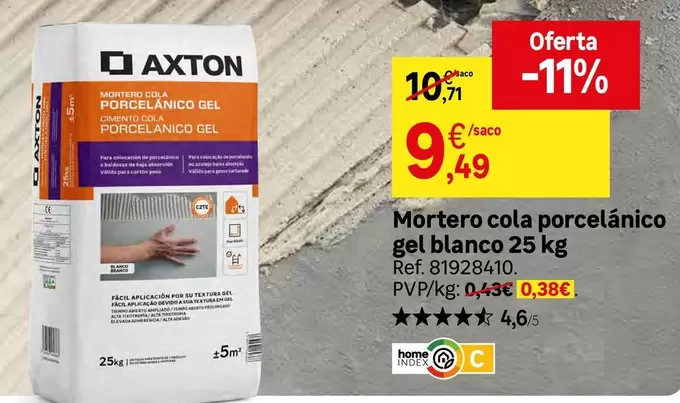 Oferta de Blanco - Mortero Cola Porcelanico Gel por 9,49€ en Leroy Merlin