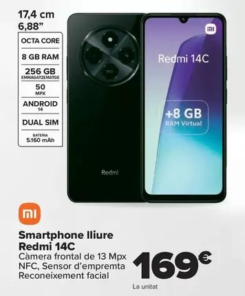 Oferta de Xiaomi - Smartphone Libre Redmi 14C por 169€ en Carrefour