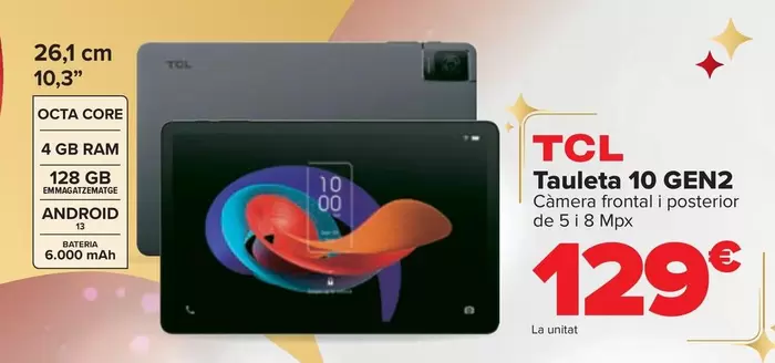 Oferta de TCL - Tablet 10 Gen2 por 129€ en Carrefour