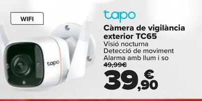 Oferta de Tapo - Cámara De Vigilancia Exterior TC65 por 39,9€ en Carrefour