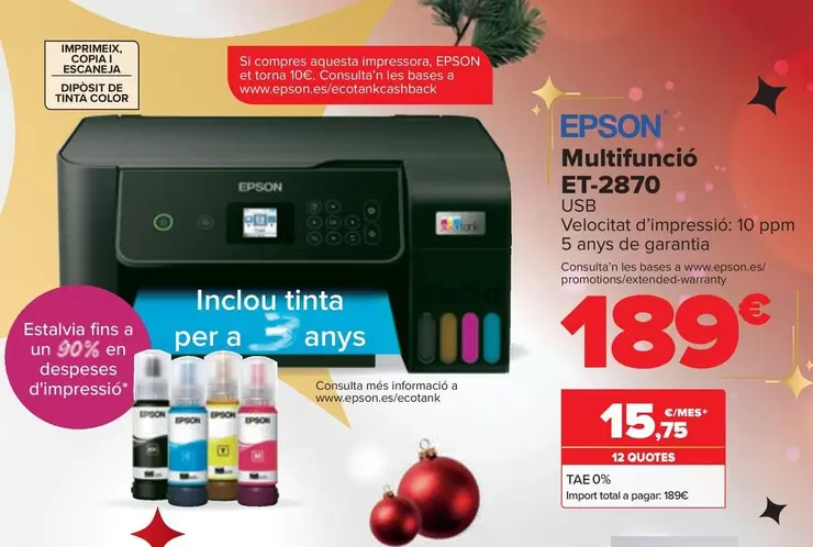 Oferta de Multifuncion Et-2870 por 189€ en Carrefour