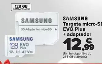 Oferta de Samsung - Tarjeta Micro Sd Evo Plus  + Adaptador por 12,99€ en Carrefour