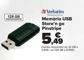 Oferta de Memoria Usb  Store'n Go Pinstripe por 5,49€ en Carrefour