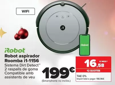 Oferta de Irobot - Robot Aspirador Roomba Ii-1156 por 199€ en Carrefour