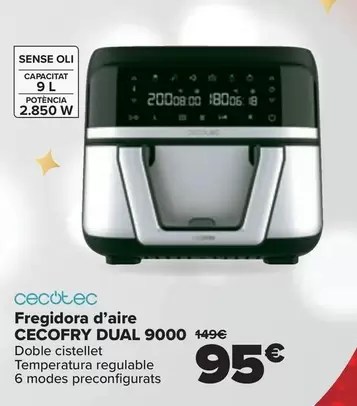 Oferta de Cecotec - Freidora De Aire  Cecofry Dual 9000 por 95€ en Carrefour