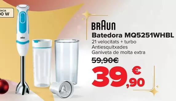 Oferta de Braun - Batidora MQ5251WHBL por 39,9€ en Carrefour