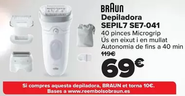 Oferta de Braun - Depiladora Sepil7 SE7-041 por 69€ en Carrefour