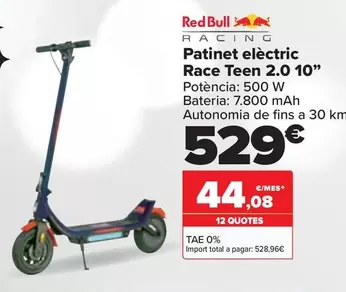 Oferta de Red Bull - Patinete Eléctrico Race Teen 2.0 10" por 529€ en Carrefour