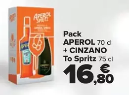 Oferta de Aperol + Cinzano - Pack To Spritz por 16,8€ en Carrefour