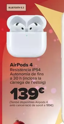 Oferta de Airpods 4 por 139€ en Carrefour