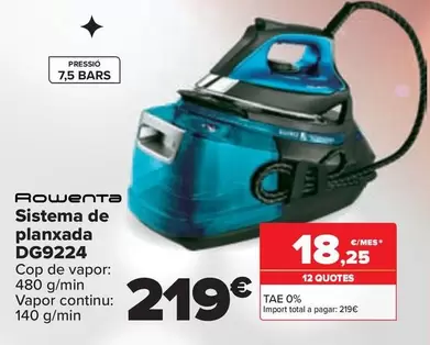 Oferta de Rowenta - Sistema De Plachado DG9224 por 219€ en Carrefour