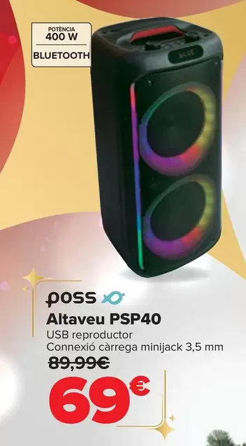 Oferta de Poss - Altavoz PSP40 por 69€ en Carrefour