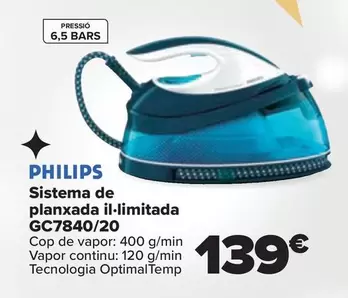 Oferta de Philips - Sistema De Planchado Ilimitado GC7840/20 por 139€ en Carrefour