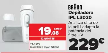 Oferta de Braun - Depiladora IPL L3020 por 229€ en Carrefour