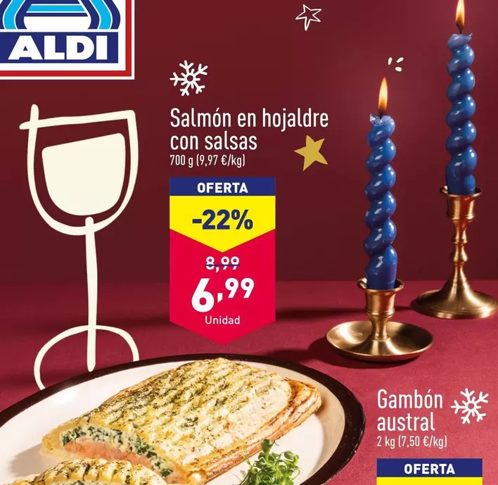 Oferta de Salmón En Hojaldre Con Salsas por 6,99€ en ALDI