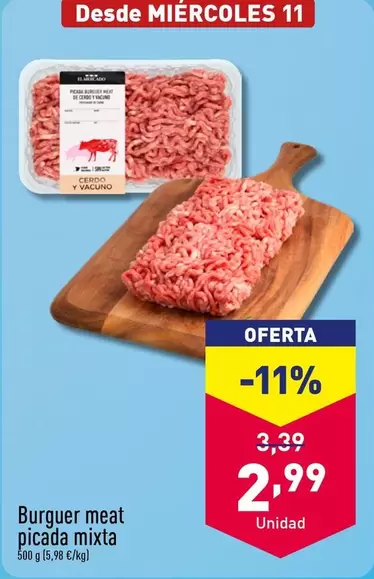 Oferta de Burguer Meat Picada Mixta  por 2,99€ en ALDI