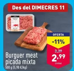 Oferta de Burguer Meat Picada Mixta por 2,99€ en ALDI