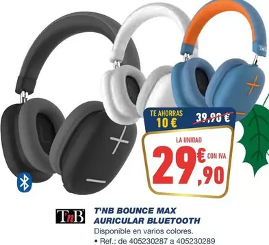 Oferta de T'NB Bounce Max Auricular Bluetooth por 29,9€ en Bureau Vallée